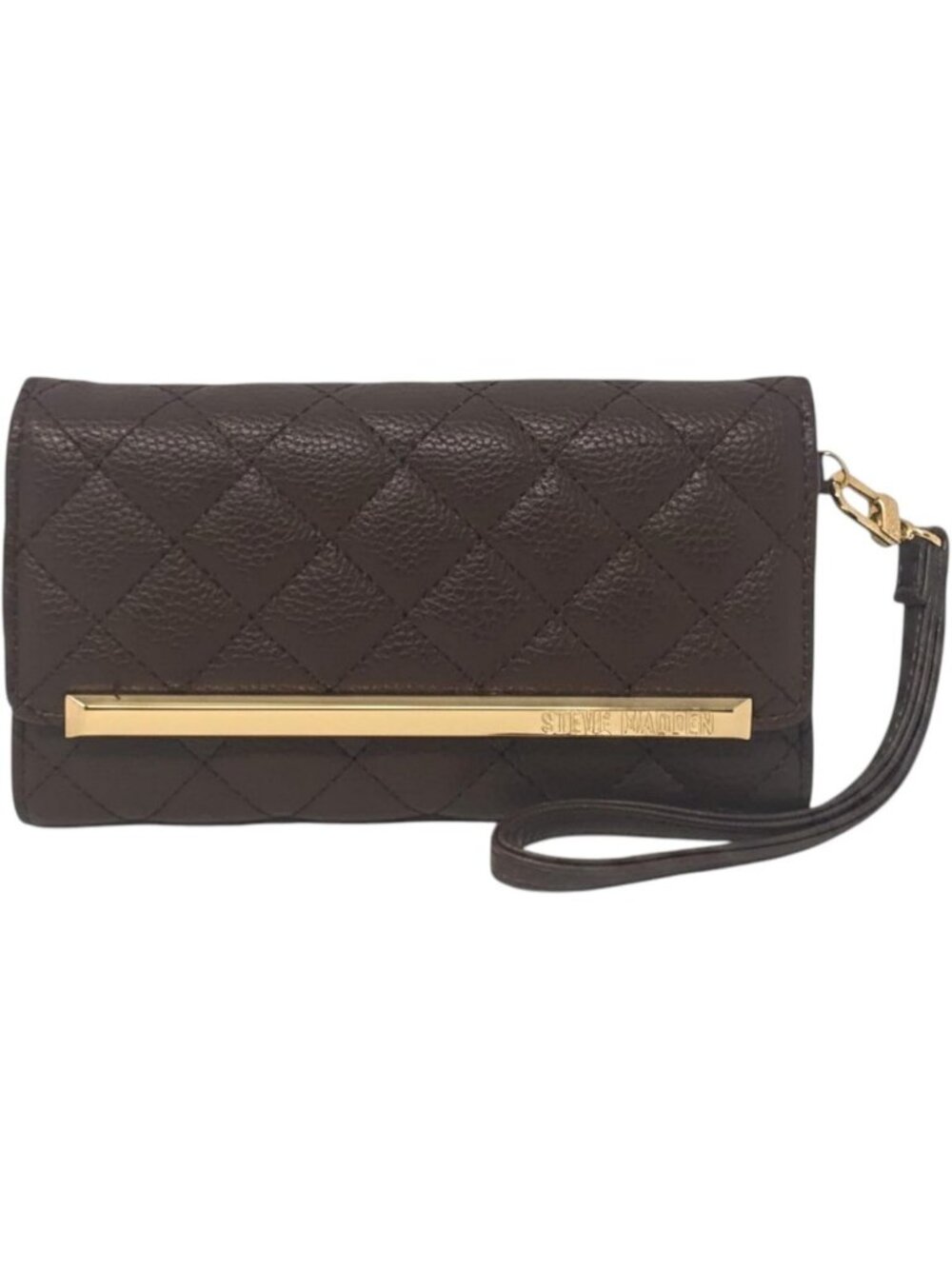 Chic Quilted Trifold Wristlet Wallet for Women - Stylish Chocolate Brown Design